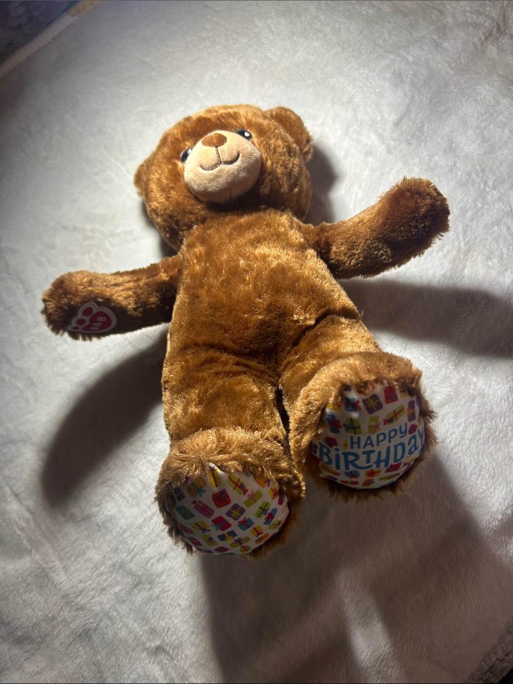 Build-A-Bear Brown Plush Teddy with 'Happy Birthday' Paw